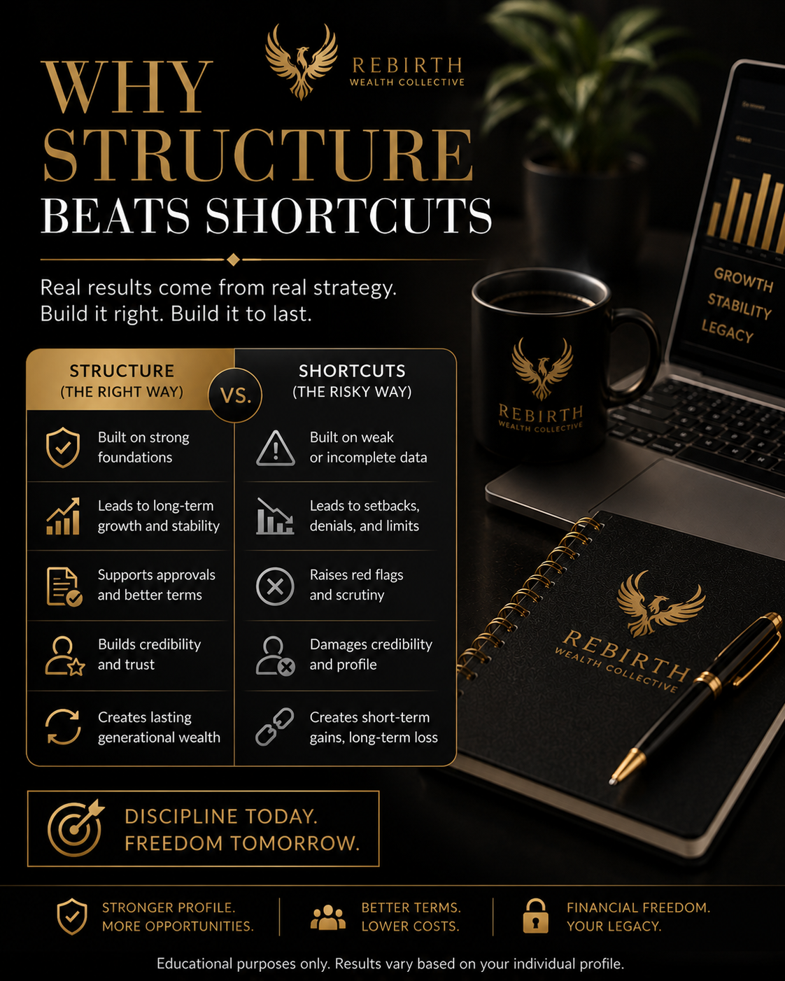 Why structure beats shortcuts — comparison infographic