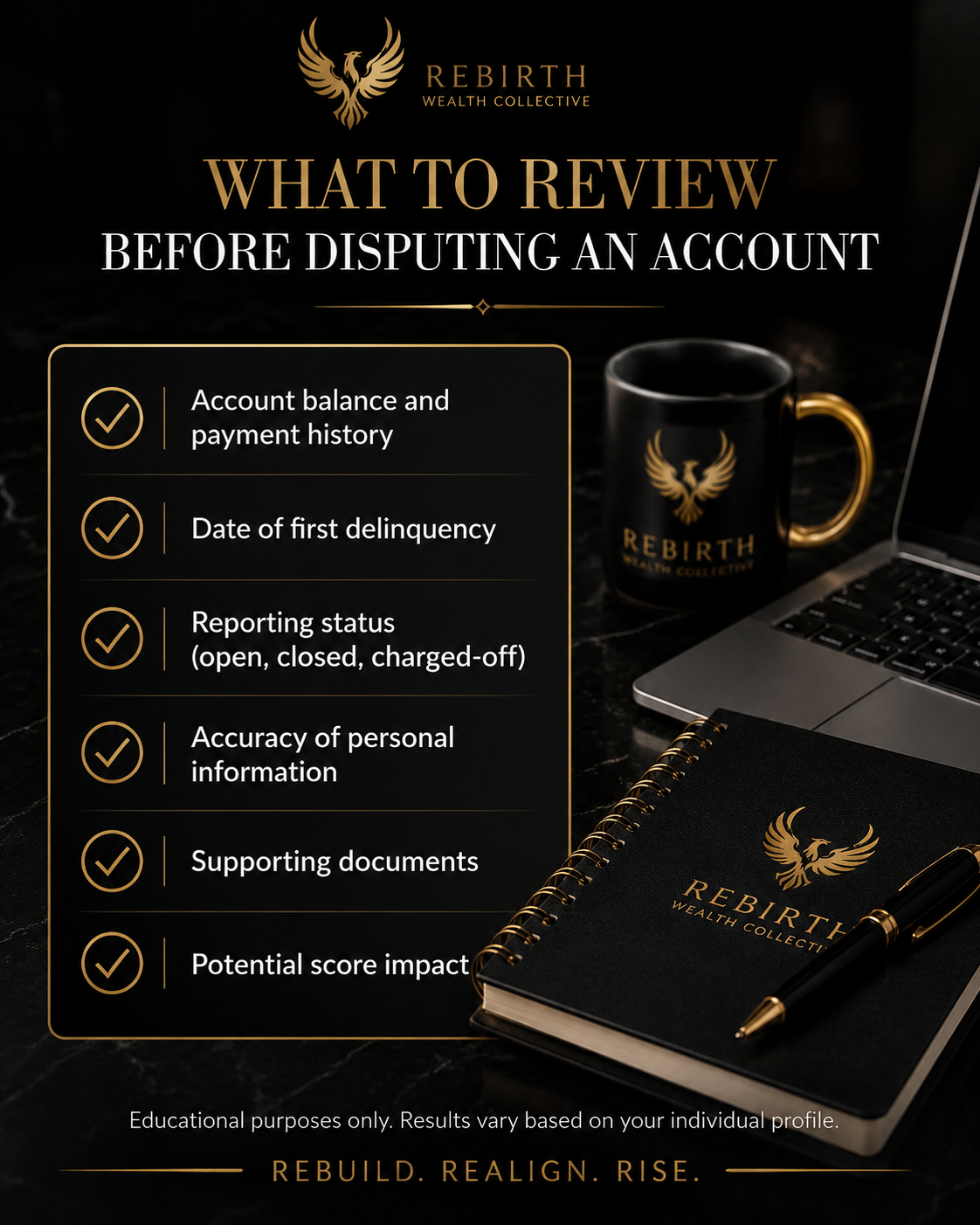 What to review before disputing an account — checklist graphic